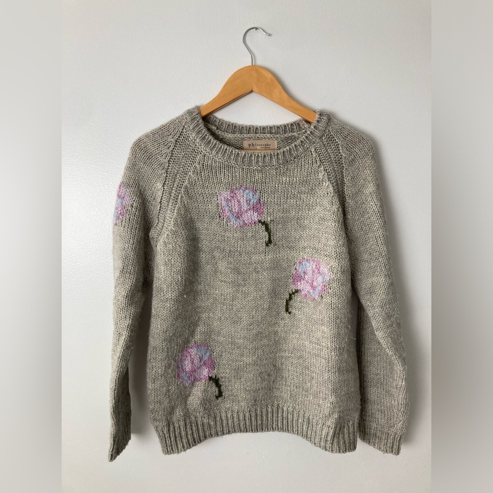 💥 Philosophy Floral Knit Wool Blend Sweater Size Small